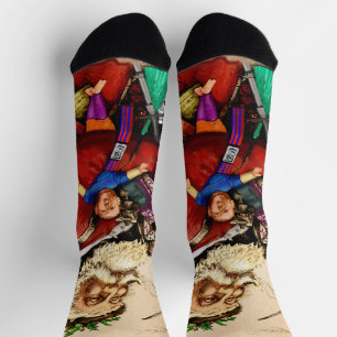 Vintage Christmas, Victorian Santa Claus Pipe Toys Socks