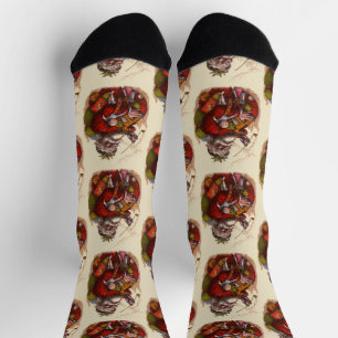 Vintage Christmas, Victorian Santa Claus Pipe Toys Socks