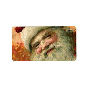 Vintage Christmas, Victorian Santa Claus Portrait Label