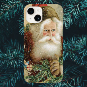 Vintage Christmas, Victorian Santa Claus with Pine Case-Mate iPhone 14 Case