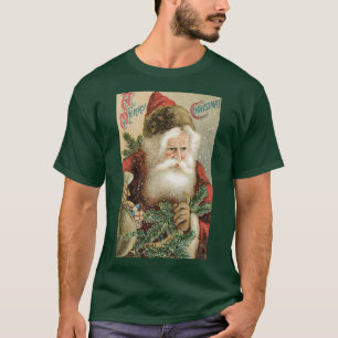 Vintage Christmas, Victorian Santa Claus with Pine T-Shirt