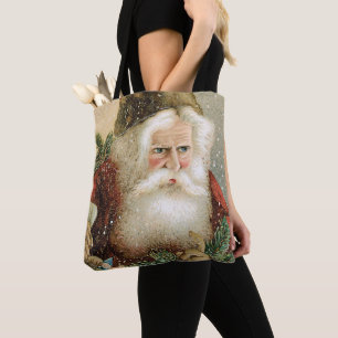 Vintage Christmas, Victorian Santa Claus with Pine Tote Bag