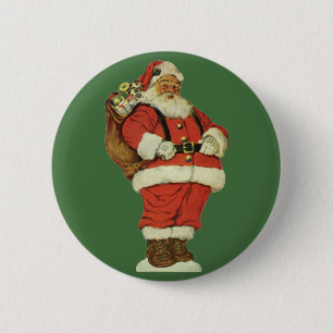 Vintage Christmas, Victorian Santa Claus with Toys 6 Cm Round Badge
