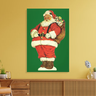 Vintage Christmas, Victorian Santa Claus with Toys Canvas Print