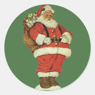 Vintage Christmas, Victorian Santa Claus with Toys Classic Round Sticker