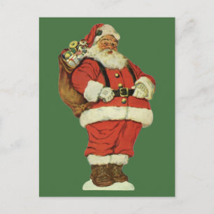 Vintage Christmas, Victorian Santa Claus with Toys Holiday Postcard