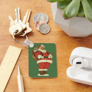 Vintage Christmas, Victorian Santa Claus with Toys Key Ring