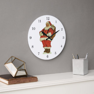Vintage Christmas, Victorian Santa Claus with Toys Large Clock