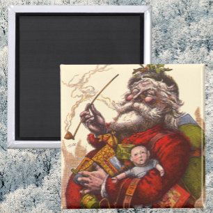 Vintage Christmas, Victorian Santa Claus With Toys Magnet
