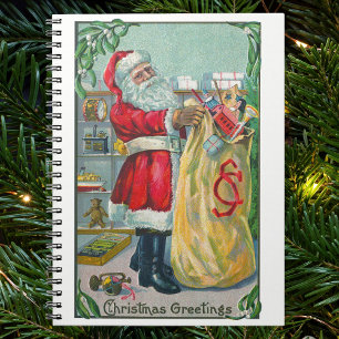 Vintage Christmas, Victorian Santa Claus with Toys Notebook