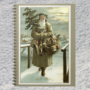 Vintage Christmas, Victorian Santa Claus with Toys Notebook