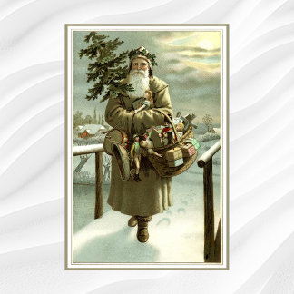 Vintage Christmas, Victorian Santa Claus with Toys Poster