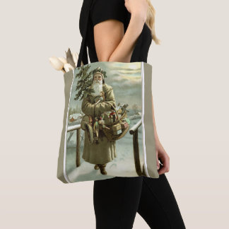 Vintage Christmas, Victorian Santa Claus with Toys Tote Bag
