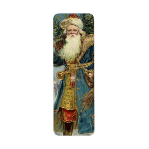 Vintage Christmas, Victorian Santa Claus with Tree
