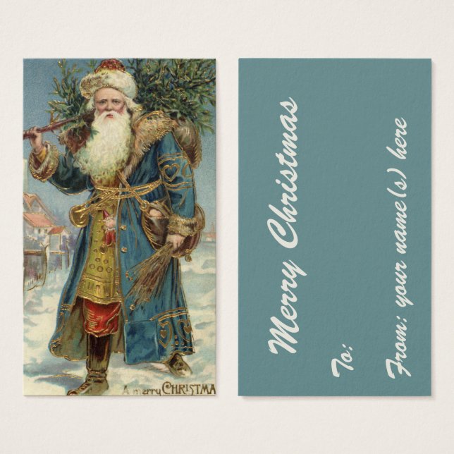 Vintage Christmas, Victorian Santa Claus with Tree (Front & Back)