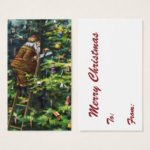 Vintage Christmas, Victorian Santa Claus with Tree