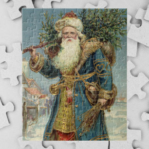 Vintage Christmas, Victorian Santa Claus with Tree Jigsaw Puzzle