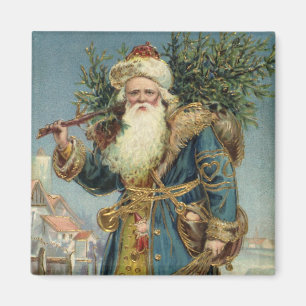 Vintage Christmas, Victorian Santa Claus with Tree Magnet