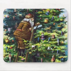 Vintage Christmas, Victorian Santa Claus with Tree Mouse Mat