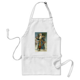 Vintage Christmas, Victorian Santa Claus with Tree Standard Apron