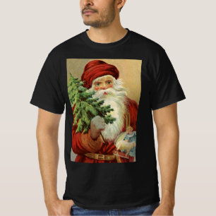 Vintage Christmas, Victorian Santa Claus with Tree T-Shirt
