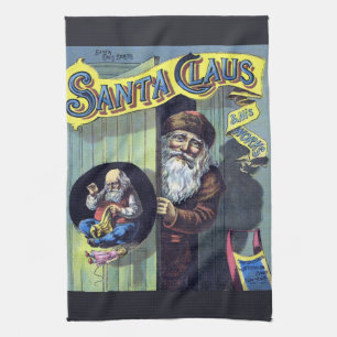 Vintage Christmas, Victorian Santa Claus with Tree Tea Towel
