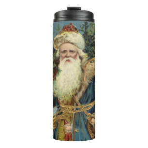 Vintage Christmas, Victorian Santa Claus with Tree Thermal Tumbler