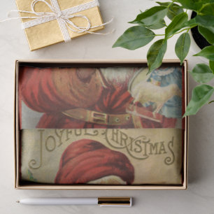 Vintage Christmas, Victorian Santa Claus with Tree Tissue Paper