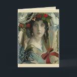 Vintage Christmas Victorian Woman Personalise Holiday Card<br><div class="desc">A painting I did of an old vintage photograph adding deco and victorian touches,   finished in a digital art program for high quality printing. Inside text can be personalised with message of your choice.  All artwork original and one of a kind.  Carrie Joy Byrnes © carriejoyart.indiemade.com</div>