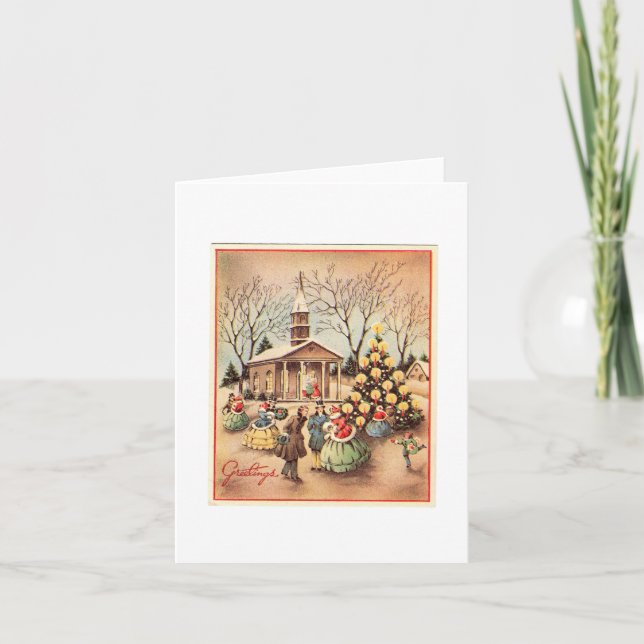 Vintage Christmas Village Card (Front)