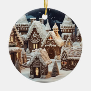 Vintage Christmas village Ceramic Tree Decoration