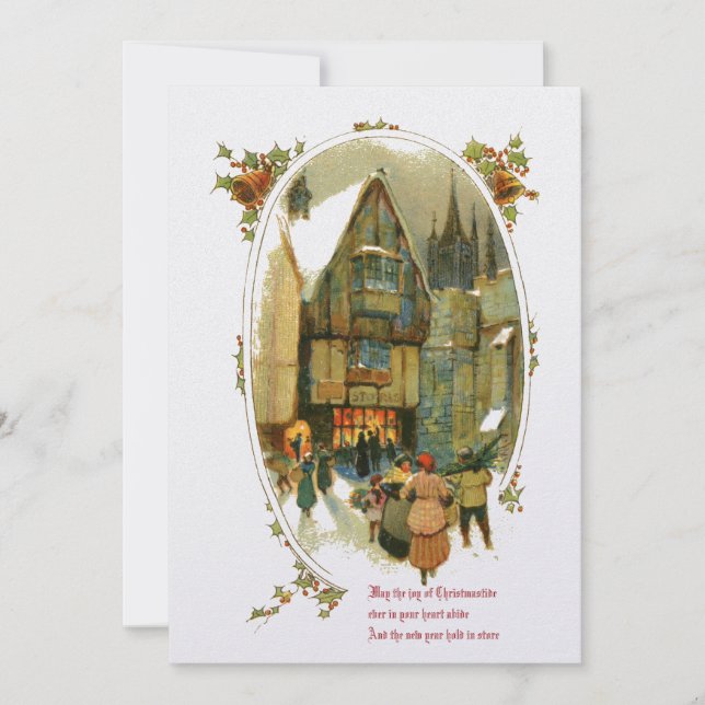 Vintage Christmas Village Holiday Card (Front)