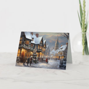 Vintage Christmas Village Holiday Card