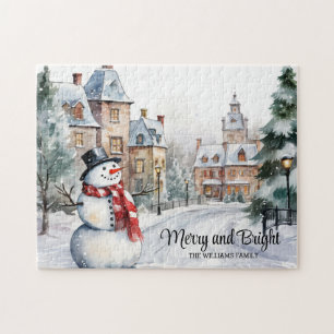 Vintage Christmas Village Merry and Bright Jigsaw Puzzle