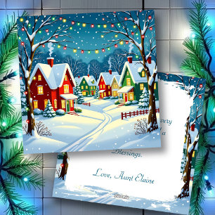 Vintage Christmas Village Personalized Holiday Card