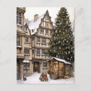Vintage Christmas Village Postcard