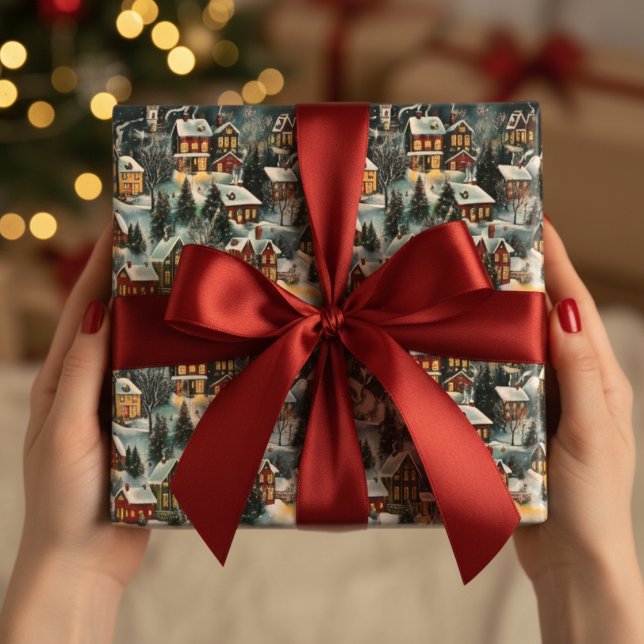 Vintage Christmas Village Wrapping Paper (Creator Uploaded)