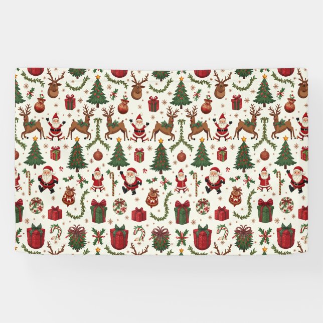 Vintage Christmas Vinyl Banner (Horizontal)