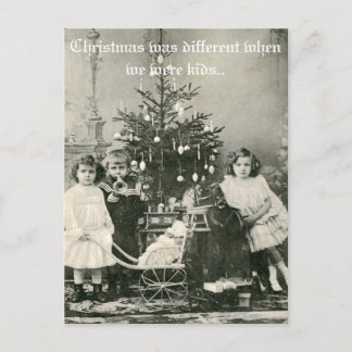 Vintage "Christmas was different" funny photo Holiday Postcard