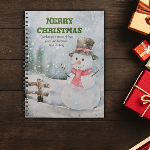 Vintage/Christmas/Watercolor Cute Snowman Notebook