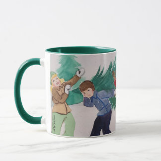 Vintage Christmas Watercolor Two Tone Mug
