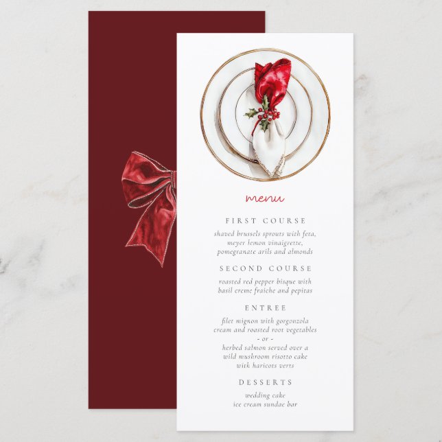 Vintage Christmas Wedding Festive  Menu (Front/Back)