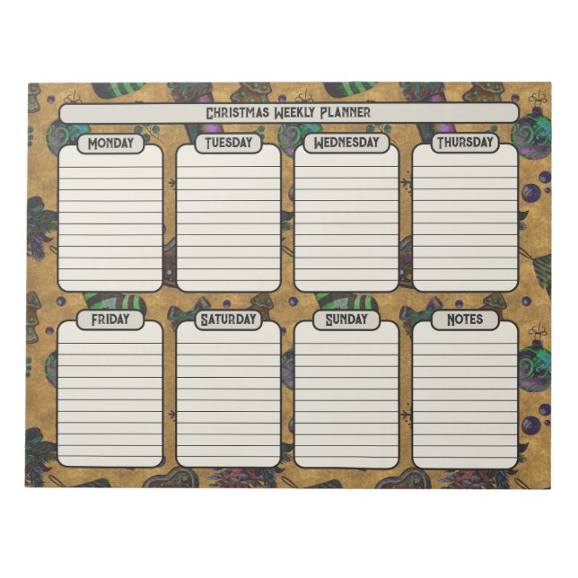 Vintage Christmas Weekly Planner Tear Away Notepad (Front)