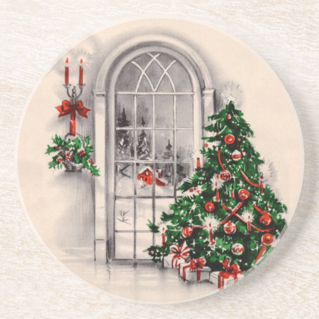 Vintage Christmas Window Coasters (Front)