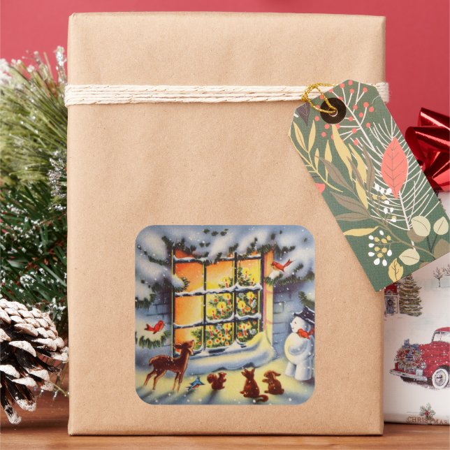 Vintage Christmas window Holiday sticker (Holiday)