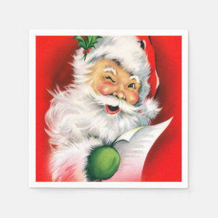 Vintage Christmas Winking Santa Napkin