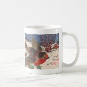 Vintage Christmas Winter Bird Coffee Mug