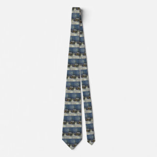 Vintage Christmas, Winter Church in Snow with Moon Tie