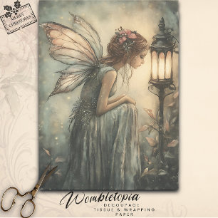 Vintage Christmas Winter Fairy & Lamp Decoupage Tissue Paper