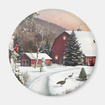 Vintage Christmas Winter Farm